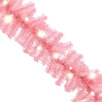 vidaXL Christmas Garland with LED Lights 66 ft Pink