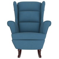 vidaXL Rocking Chair with Solid Wood Rubber Legs Blue Velvet