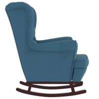 vidaXL Rocking Chair with Solid Wood Rubber Legs Blue Velvet