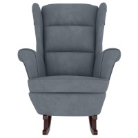 vidaXL Rocking Chair with Solid Wood Rubber Legs Dark Gray Velvet