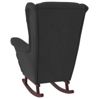 vidaXL Rocking Chair with Solid Wood Rubber Legs Black Velvet