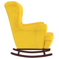 vidaXL Rocking Chair with Solid Wood Rubber Legs Yellow Velvet