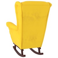 vidaXL Rocking Chair with Solid Wood Rubber Legs Yellow Velvet