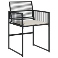 vidaXL 13 Piece Patio Dining Set with Cushions Black Poly Rattan