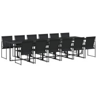 vidaXL 13 Piece Patio Dining Set Black Textilene