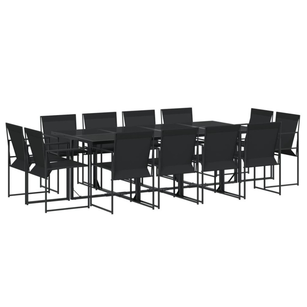 vidaXL 13 Piece Patio Dining Set Black Textilene