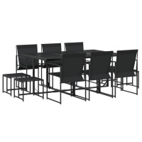 vidaXL 11 Piece Patio Dining Set Black Textilene