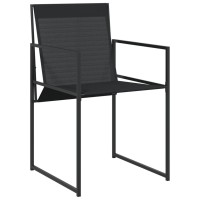 vidaXL 11 Piece Patio Dining Set Black Textilene