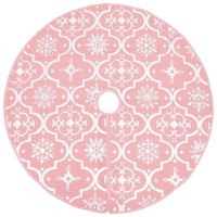 vidaXL Luxury Christmas Tree Skirt with Sock Pink 5 ft Fabric