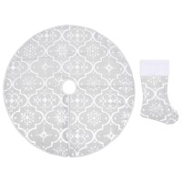 vidaXL Luxury Christmas Tree Skirt with Sock White 3 ft Fabric