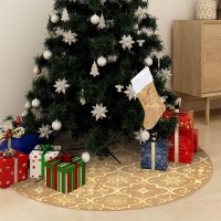 vidaXL Luxury Christmas Tree Skirt with Sock Yellow 3 ft Fabric