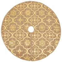 vidaXL Luxury Christmas Tree Skirt with Sock Yellow 3 ft Fabric