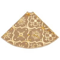 vidaXL Luxury Christmas Tree Skirt with Sock Yellow 3 ft Fabric