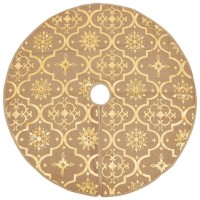 vidaXL Luxury Christmas Tree Skirt with Sock Yellow 5 ft Fabric