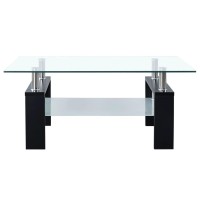 Vidaxl Coffee Table Black And Transparent 37.4X21.7X15.7 Tempered Glass