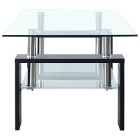 Vidaxl Coffee Table Black And Transparent 37.4X21.7X15.7 Tempered Glass