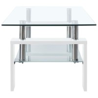 Vidaxl Coffee Table White And Transparent 37.4X21.7X15.7 Tempered Glass