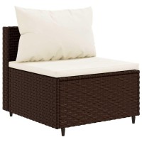 vidaXL 6 Piece Patio Lounge Set with Cushions Brown Poly Rattan