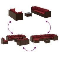 vidaXL 8 Piece Patio Lounge Set with Cushions Brown Poly Rattan