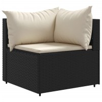 vidaXL 9 Piece Patio Lounge Set with Cushions Black Poly Rattan