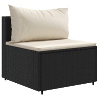 vidaXL 9 Piece Patio Lounge Set with Cushions Black Poly Rattan