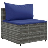 vidaXL 4 Piece Patio Lounge Set with Cushions Gray Poly Rattan