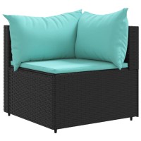 vidaXL 4 Piece Patio Lounge Set with Cushions Black Poly Rattan