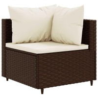 vidaXL 5 Piece Patio Lounge Set with Cushions Brown Poly Rattan