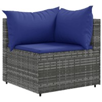 vidaXL 6 Piece Patio Lounge Set with Cushions Gray Poly Rattan