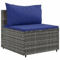 vidaXL 6 Piece Patio Lounge Set with Cushions Gray Poly Rattan