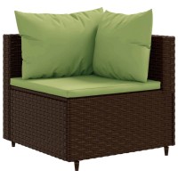 vidaXL 7 Piece Patio Lounge Set with Cushions Brown Poly Rattan