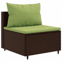 vidaXL 7 Piece Patio Lounge Set with Cushions Brown Poly Rattan