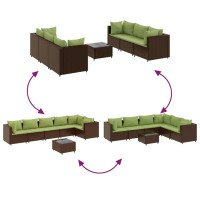 vidaXL 7 Piece Patio Lounge Set with Cushions Brown Poly Rattan