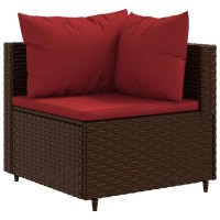 vidaXL 5 Piece Patio Lounge Set with Cushions Brown Poly Rattan