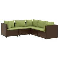 vidaXL 5 Piece Patio Lounge Set with Cushions Brown Poly Rattan