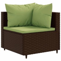 vidaXL 5 Piece Patio Lounge Set with Cushions Brown Poly Rattan