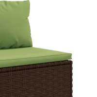 vidaXL 5 Piece Patio Lounge Set with Cushions Brown Poly Rattan