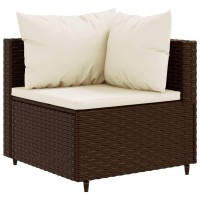 vidaXL 7 Piece Patio Lounge Set with Cushions Brown Poly Rattan