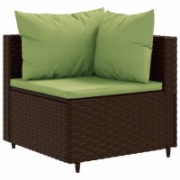 vidaXL 7 Piece Patio Lounge Set with Cushions Brown Poly Rattan