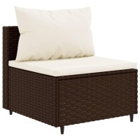 vidaXL 5 Piece Patio Lounge Set with Cushions Brown Poly Rattan