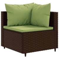 vidaXL 5 Piece Patio Lounge Set with Cushions Brown Poly Rattan