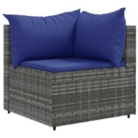 vidaXL 5 Piece Patio Lounge Set with Cushions Gray Poly Rattan