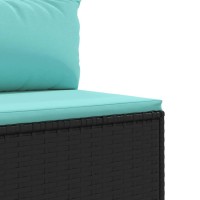 vidaXL 6 Piece Patio Lounge Set with Cushions Black Poly Rattan