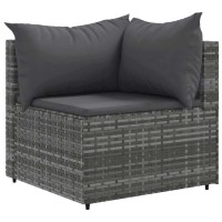 vidaXL 7 Piece Patio Lounge Set with Cushions Gray Poly Rattan