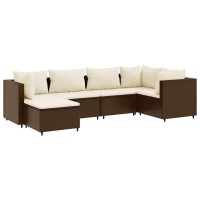 vidaXL 6 Piece Patio Lounge Set with Cushions Brown Poly Rattan