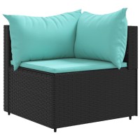 vidaXL 7 Piece Patio Lounge Set with Cushions Black Poly Rattan