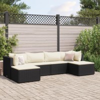 vidaXL 6 Piece Patio Lounge Set with Cushions Black Poly Rattan