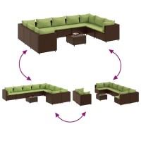 vidaXL 10 Piece Patio Sofa Set with Cushions Brown Poly Rattan