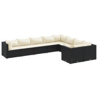 vidaXL 9 Piece Patio Sofa Set with Cushions Black Poly Rattan
