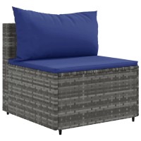 vidaXL 9 Piece Patio Sofa Set with Cushions Gray Poly Rattan